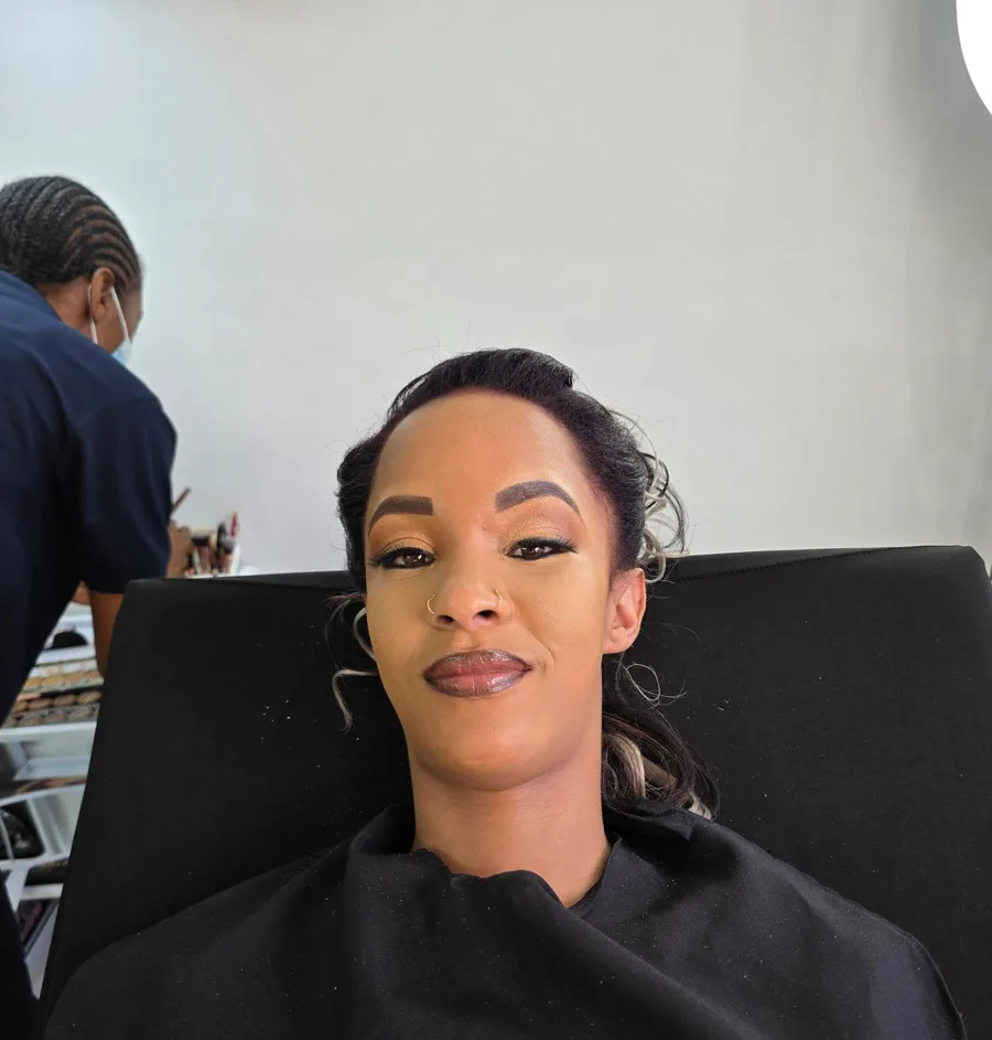 Client during makeup session