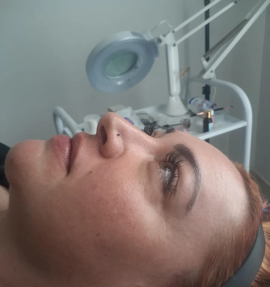 Lash extensions close-up